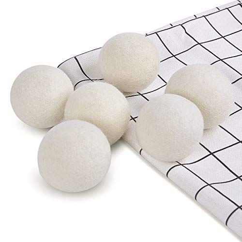 Wool Dryer Balls 6-Pack Xl Laundry Dryer Balls Reusable Natural Fabric Softener New Zealand Organic Wool Handmade Reduce Wrinkles & Shorten Drying Time By Wantell (White, Xl) #TOP6