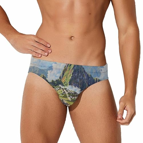 Machu Picchu Landscape Novelty Men's Brief Swimwear Pants Swimming Trunks Beach Shorts Underwear