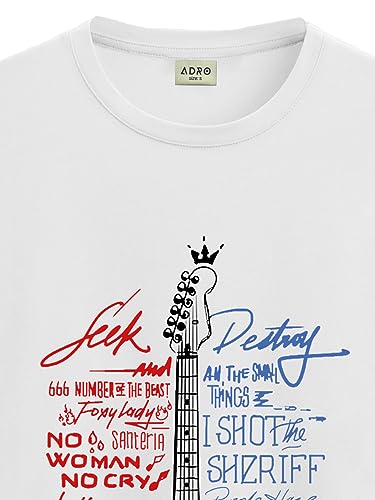 Image of ADRO Guitar Design Printed T-Shirt for Men - 100% Cotton, Regular Fit, Soft Breathable Fabric.