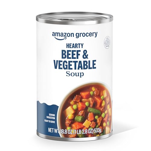Amazon Grocery, Hearty Beef & Vegetable Soup, 18.8 Oz