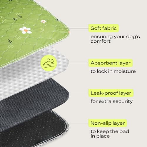 Image of PetSpy Washable Pee Pads for Dogs - Waterproof Reusable Puppy Pads No-Slip Surface - Stylish Dog Potty Training Pads Protect Against Leakage (Grass, 1 Pack - 72 inch x 72 inch)