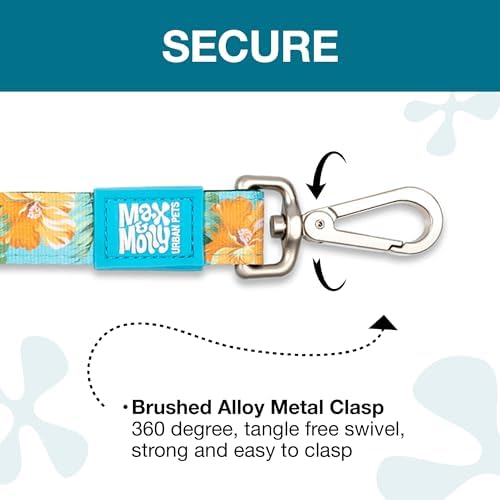Max & Molly Classic Dog Leash, Comfort Grip Handle, Durable & Strong Neoprene Fabric, Brushed Silver Hardware, Secure Easy Attach Snap Hook, Upper D-Ring for Accessories, Machine Washable image 5