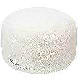GLAXYFUR Unstuffed Ottoman Pouf Cover,Sherpa Fleece Faux Fur Foot Stool, 20x12 Inches Storage Solution, Floor Bean Bag (No Filler),Foot Rest for Living Room, Bedroom, Cover ONLY (Sherpa, White)