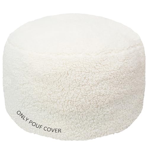 GLAXYFUR Unstuffed Ottoman Pouf Cover,Sherpa Fleece Faux Fur Foot Stool, 20x12 Inches Storage...