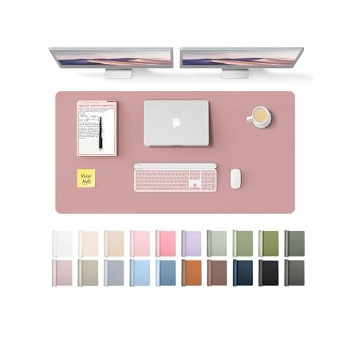 YSAGi Leather Desk Protector, Office Mat, Large Mouse Mat, Non-Slip PU Leather Blotter, Laptop Pad, Waterproof Writing Pad for Office and Home (Pale M