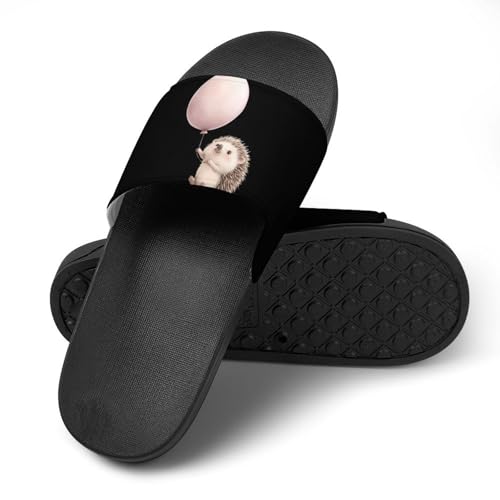 Hedgehog Holding A Balloon Shower Slippers for Women Men Casual Non-Slip Slide Sandals Beach Bathroom Shoes4