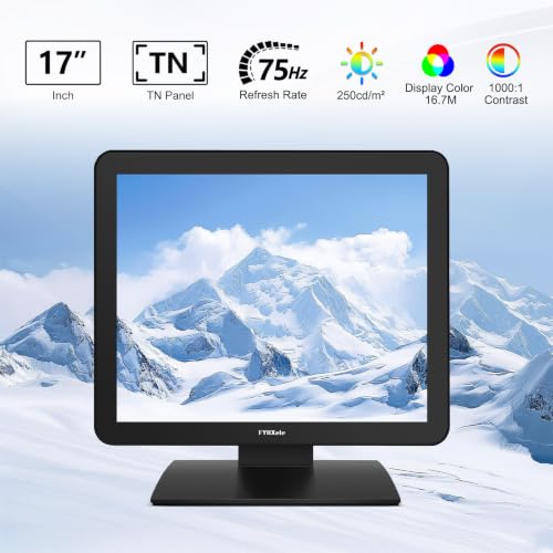 Image of FYHXele 17 Inch Touch Screen Monitor for POS Restaurant Retail Kiosk | 1280x1024 75Hz SXGA Touchscreen Display with HDMI & VGA Port, 10 Point Touch, Desktop or Wall Mountable