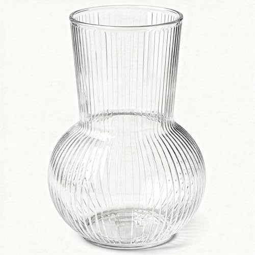 Jarrón de cristal acanalado de 17 cm, flores de ledoir, jarrones para flores, rosas, brotes, narcisos, peonías, tulipanes, florero, sala de estar, boda, moderno