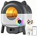Arenero Gatos Autolimpiable 89L, Caja Arena Gato Automatica con App Control, Antifugas, Atrapamiento, Olores, con Sensores de Seguridad, Luces Ambientales LED, para Múltiples Gatos, Fácil de Limpiar