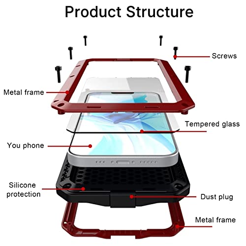 Étui de service en métal pour iPhone 13 coque de protection rouge robuste - 5