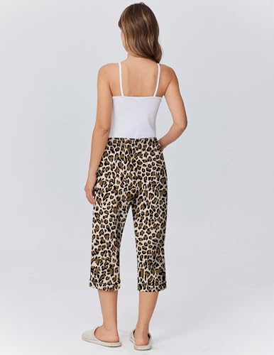 Image of Ekouaer Womens Pajamas Pants Capri Pj Bottoms with Pockets Sleep Pants | Comfy Drawstring Printed Soft Lounge Pants for Home, Daliy Wear
