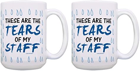 Boss Gift Set These Are the Tears of My Staff Boss Coffee Mug Set Gifts for Boss Gag Gifts Office Humor Gifts 2 Pack Gift 15-oz Coffee Mugs Tea Cups 15 oz White