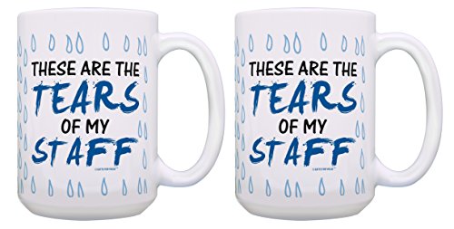 Boss Gift Set These Are The Tears Of My Staff Boss Coffee Mug Set Gifts For Boss Gag Gifts Office Humor Gifts 2 Pack Gift 15-Oz Coffee Mugs Tea Cups 15 Oz White #TOP4
