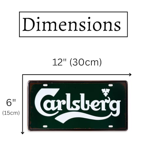 Image of Decorative Retro Metal Signs Wall Plate - 12x8 Inch (Carlburg) | Weatherproof Vintage Metal Sign Plate for Cafe, Home, Bar, Garage | Decorative Wall Hanging Sign Board