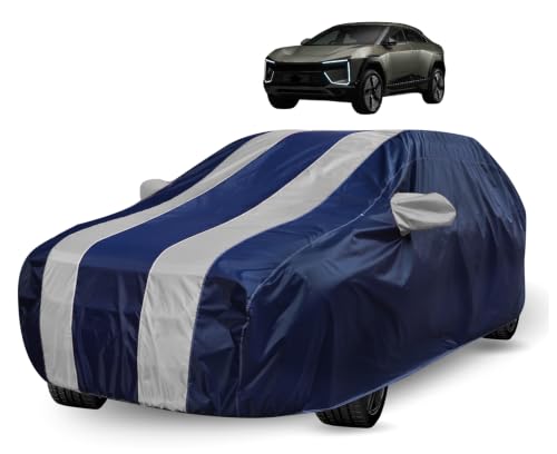 Image of Auto Hub Car Cover Compatible with Mhindara BE 6 with Mirror Pocket, Water Resistant, Triple Stitched, BE 6 Car Cover- Navy-Silver