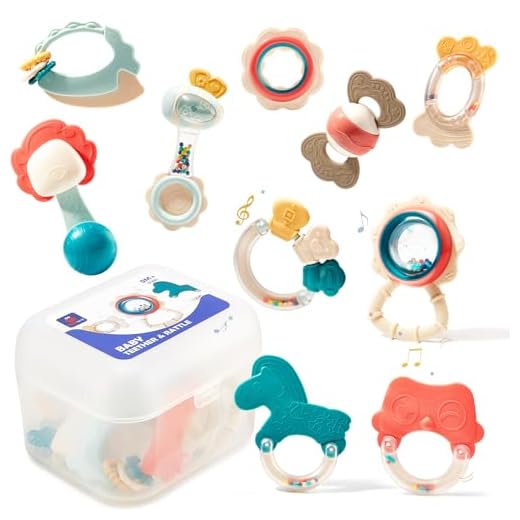 CubicFun Rassel Beißring Set Baby Spielzeug ab 0 3 6 9 Monate 10 PCS Shaker Greifen Rassel Baby Kleinkind Spielzeug Frühe Lernspielzeug für Jungen Mädchen Baby Geschenke