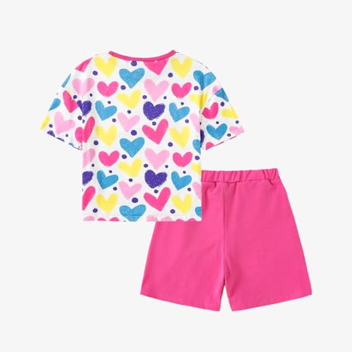 Image of Yoxindax Tween Girls Summer 2-Piece Outfit Set - Crew Neck Short Sleeve T-Cherry Print Shorts 7-14Y Summer Clothes