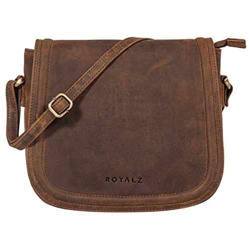 ROYALZ 'Maryland' Sac à Main Cuir Sac bandoulière pour Femmes Sac de soirée pour Dames élégantes Cuir véritable, Couleur:Nevada Marron Cover