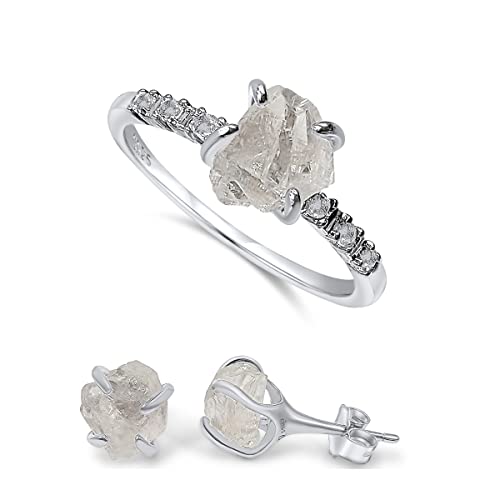 Raw Clear Quartz stud Earrings and...