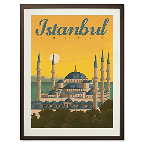 Turkey Istanbul Blue Mosque Vintage Travel Posters From Around The World Landscape Wall Art Print Decor Painting Gift Home Decoration Stickers (12X18 Inch) #TOP8