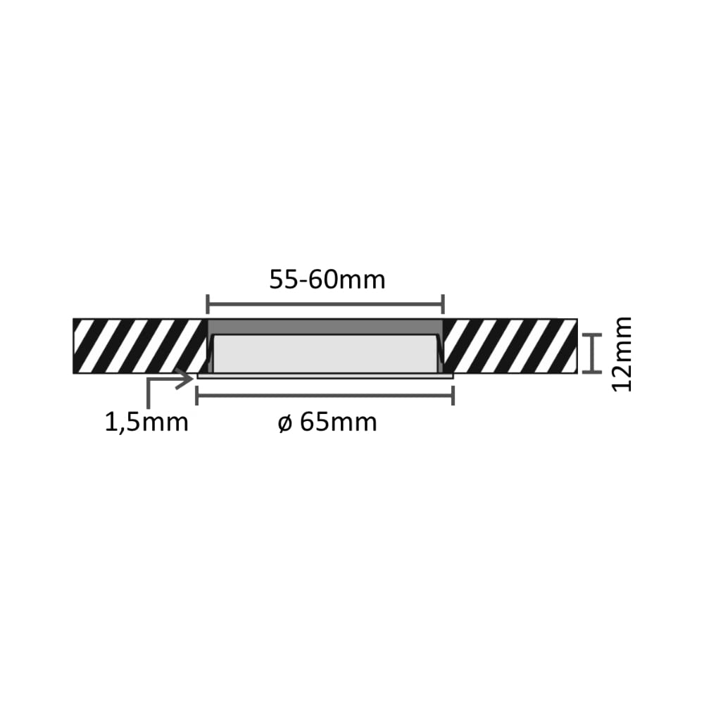 LED Möbeleinbaustrahler 12V flach 6 x 3W Einbauleuchten Lotta 200lm mit LED Trafo und 230V Zuleitung 3000K Warmweiß Lochausschnitt: 55 bis 60mm