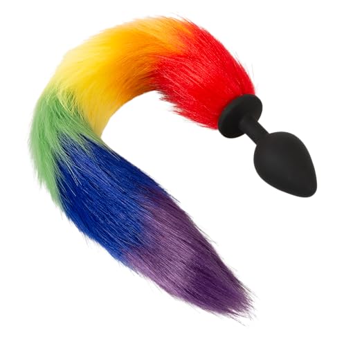 You2Toys Fluffy Tail Plugs Anals Arc-en-ciel/Noir 3,5 cm