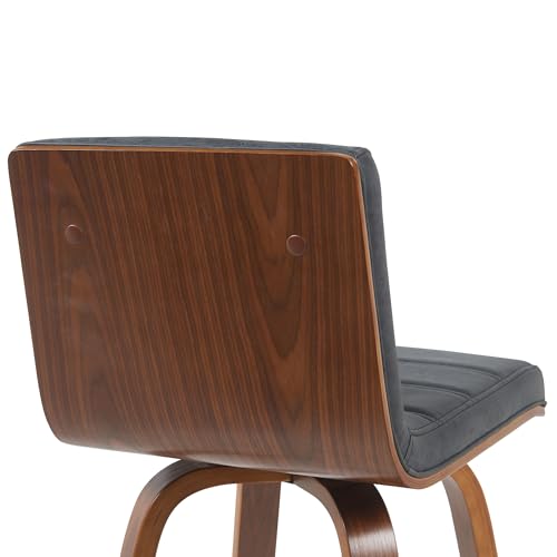 Vienna Modern Counter Height Swivel Bar Stool with Vintage Black Upholstered Seat and Walnut Finished Wood Frame Set of 3 by Armen Living - Image 7