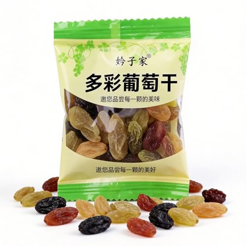 Paquete Variado De Pasas Sin Semillas 4 Colores: Refrigerio Dulce Y Agrio Envuelto Individualmente For Hornear, Avena, Yogur Aderezo Cereales(9g*60 packs)