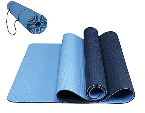 Exercise Workout Mat Pilates Mat TPE Yoga Mat with Yoga Mat Strap - Non Slip Exercise Mat Eco Friendly Work Out Mat (72