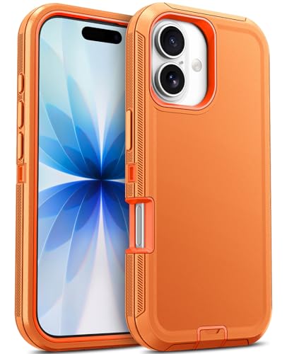 Jelanry Case for iPhone 17 5G 6.3-inch Heavy Duty Rugged & Dual-Layer Shockproof Drop Proof Protection w/Port Anti dust Scratch Armor Back Cover Phone Cases for Apple iPhone 17 2025 Orange Color
