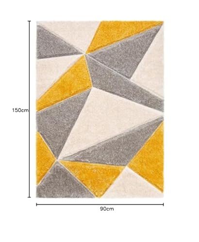 Image of Shaggy Super Soft Carpet for Home & Living Room Size - 3 X 5 Ft (Yellow Grey 2)