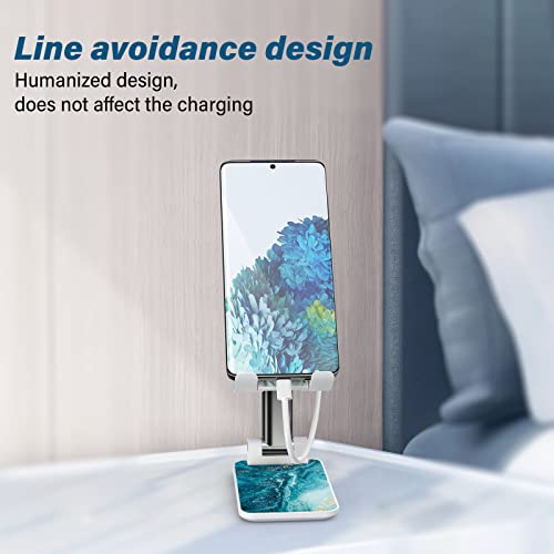 Foldable Phone Stand For Desk，Angle Of View Adjustable Cell Phone Stand，Phone Holder For Desk/Ipad Stand ，Suitable For Iphone, Samsung And Other Smart Phones Desk Accessories Phone Holder，Blue Ocean #TOP4