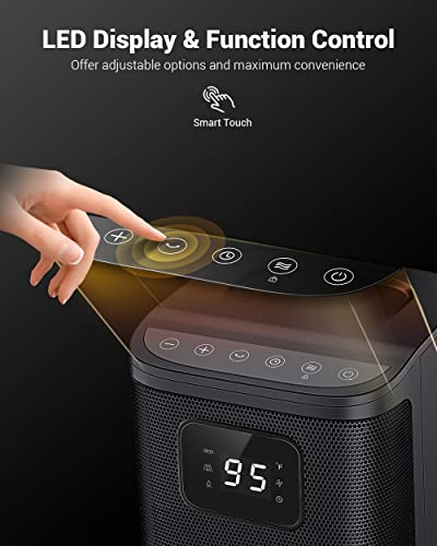 Kopbeau Oscillating Space Heater For Indoor Use,1S Fast Heating, Electric & Portable Heater W/ Thermostat, 1500W Ceramic Ptc Room Heater With 4 Modes, 24H Timer, Led Display, Safe For Office Use #TOP3