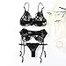 Womens Sexy Lace Wrap Chest Strap Sexy Underwear Set Sheer Panties for Ruffle Skinny High Waist Underwear Fashion Black