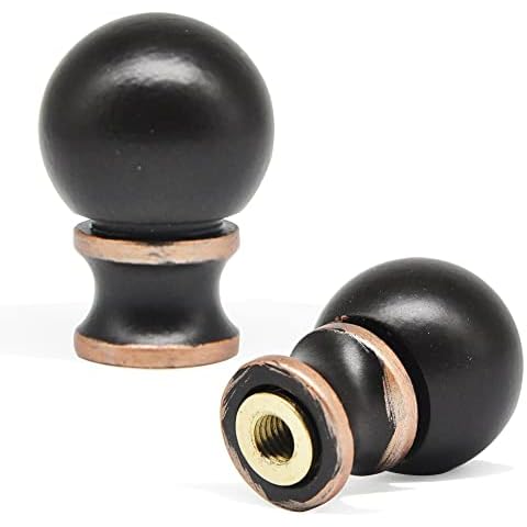 Ball Lamp Finial Cap Knob for Lamp Shade Top,Solid Lamp Finial Caps,Heavy Metal Top Screw Finial for Table or Floor Lamps,1/4-27 Inch Threaded Base Connect to Lamp Harp Cover