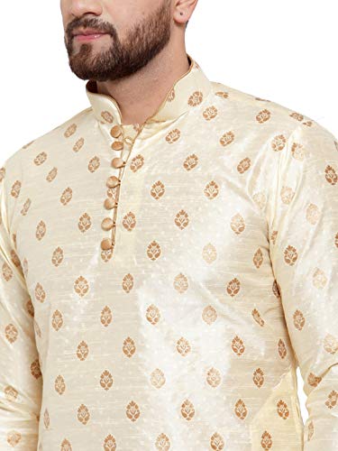 Image of Larwa Men's Cotton Silk Kurta And Salwar Dhoti Set