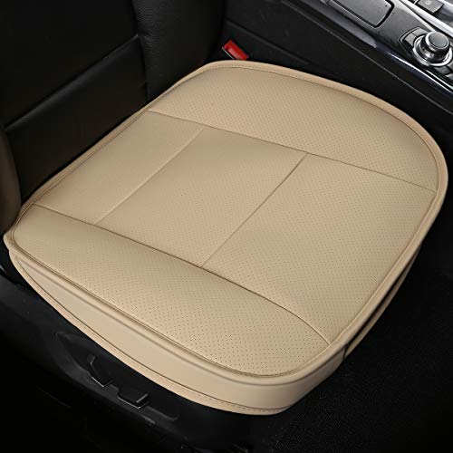 LUOLLOVE Sitzbezüg Auto Universal Leder Super Weich für Vordersitz 1PC (Beige 52 x 51 cm)