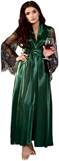 Gwachi Women's Comfortable Sexy Flared Sleeve Lace Tie Nightdress Silky Long Kimono For Bride | Satin Robes for Women Price In India