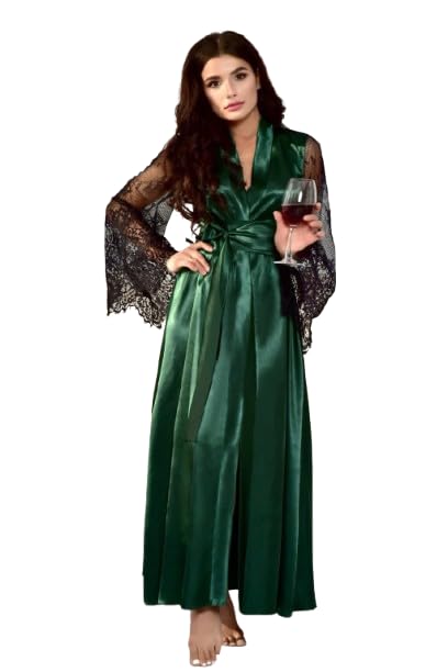 Gwachi Women's Comfortable Sexy Flared Sleeve Lace Tie Nightdress Silky Long Kimono For Bride | Satin Robes for Women - Review, Price and Buying Guide