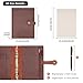 Wonderpool A5 Binder Journal Leather Spiral Notebook Refillable College Ruled Paper, Budget Binder Rings Diary Organizer with Pen for Office School Travel Business Planning Writing (Coffee,A5)