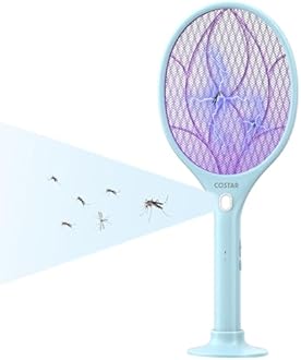 COSTAR 3-in-1 Mosquito Killer Racket, Mosquito Bat with UV Light, Electric Fly Swatter Rechargeable Lithium-ion Battery, Bug Zapper for Indoor Outdoor Use, Bat to Hit Mosquito 6 Months Warranty