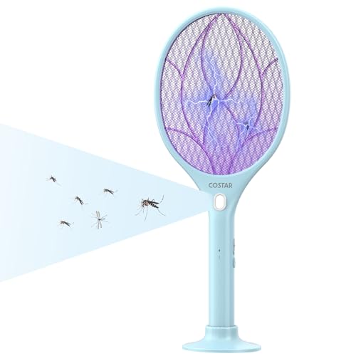COSTAR 3-in-1 Mosquito Killer Racket, Mosquito Bat with UV Light, Electric Fly Swatter Rechargeable Lithium-ion Battery, Bug Zapper for Indoor Outdoor Use, Bat to Hit Mosquito 6 Months Warranty