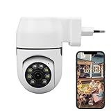 Câmera de Tomada Segurança 2MP - WiFi Visão 360° HD 1080p, Câmera IP ICSee Infravermelho, Sem Fio com App, Câmera Panorâmica 360° Visão Noturna, Áudio Bidirecional Detecção de Movimento, Pet