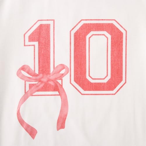 Image of Girl Birthday Shirt 10th Birthday T-Shirt Bow 10 Year Old Bday Short Sleeve Tee Top Tenth Party Outfit
