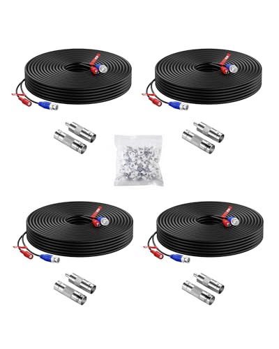 Anlapus PACK de 4PCS 60FT 18M HD/AHD/TVI Tout-En-Un Câble BNC Vidéo pour Caméra de Surveillance Vidéos de 960H à 4K Résolution
