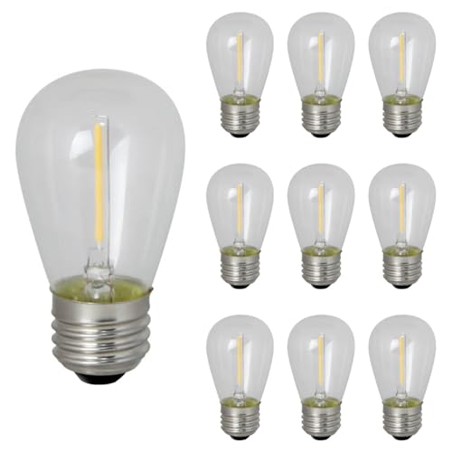 Bulbrite (10 Pack) 776684, LED Filament Light Bulb for String Lights, Amusement Parks, Signs and Displays, 0.7 Watts S14 2400k Sunset Light