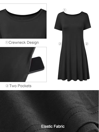 Image of KORSIS Summer Dresses for Women Casual T Shirt Dresses Short Sleeve Swing Flowy Ladies Beach Vacation Sundress with Pockets