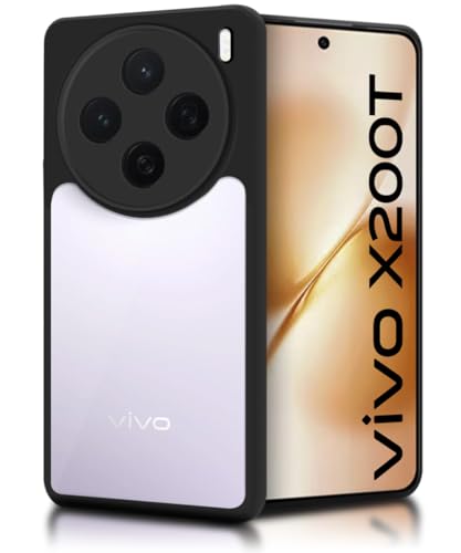 Image of WOW IMAGINE Shockproof Hybrid Back Cover for Vivo X200T 5G | Hard Slim fit Back Case | PC & TPU | Clear Transparent Case - Black