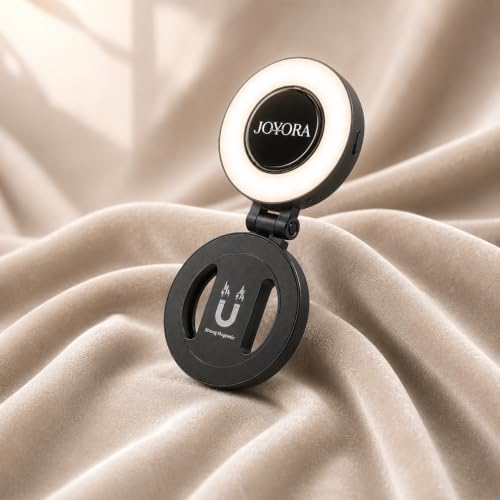 Image of Magnetic Selfie Light for Phone - Foldable Light with 180 Rotation, Comes with Adhesive Metal Ring for Android, 3 Color Modes for Night Shoots, Vlogs, Reels & Video Calls (Black)