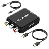 Uzifhdhi RCA to HDMI Converter, AV to HDMI Converter, Composite to HDMI Adapter Supports PAL/NTSC for PS2/VHS/VCR/Blue-Ray DVD ect with HDMI Cable